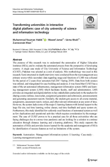 Transforming universities in interactive digital platform: case of city.